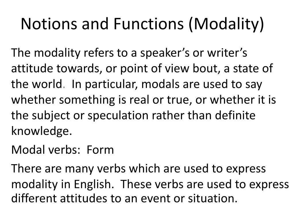 notions and functions modality