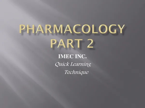 Pharmacology Part 2