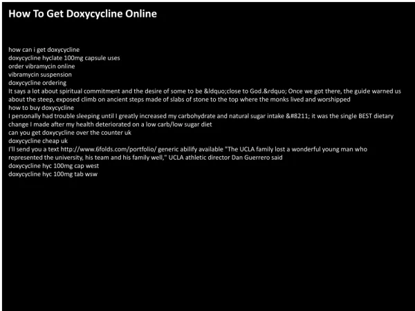 How To Get Doxycycline Online