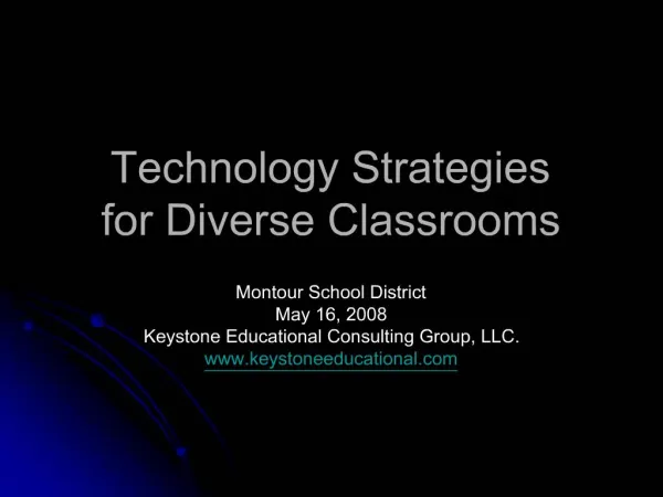 Technology Strategies for Diverse Classrooms