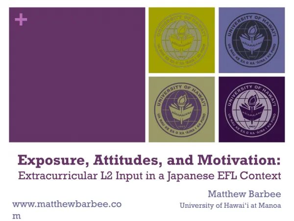 Exposure, Attitudes, and Motivation: Extracurricular L2 Input in a Japanese EFL Context