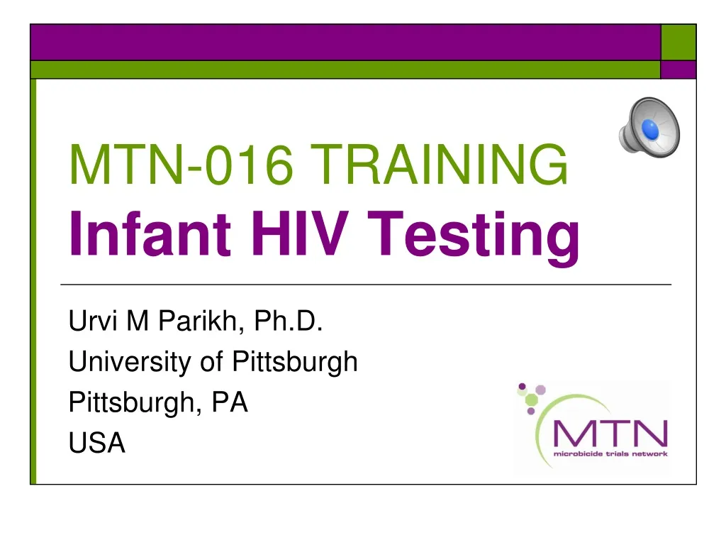 mtn 016 training infant hiv testing