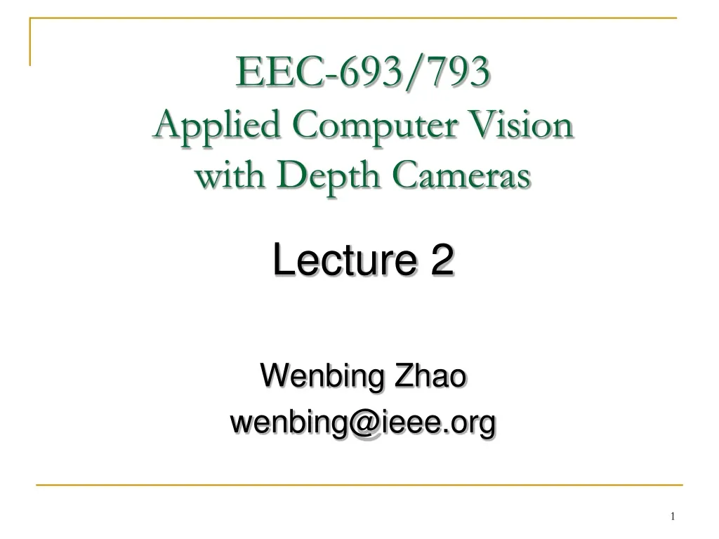 eec 693 793 applied computer vision with depth cameras