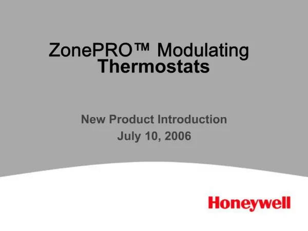 ZonePRO Modulating Thermostats
