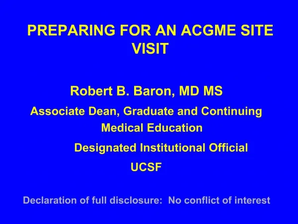 PREPARING FOR AN ACGME SITE VISIT