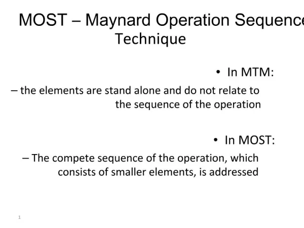 MOST Maynard Operation Sequence Technique
