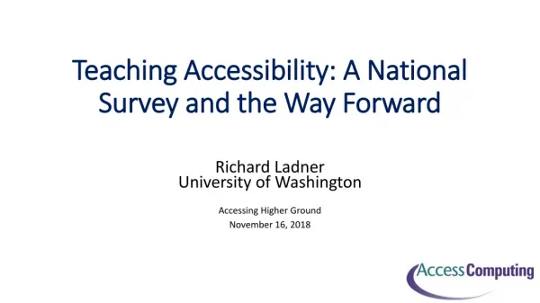 Teaching Accessibility: A National Survey and the Way Forward
