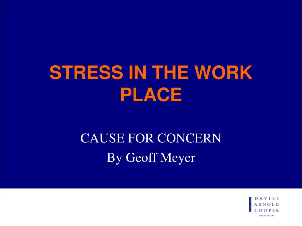 stress in the work place