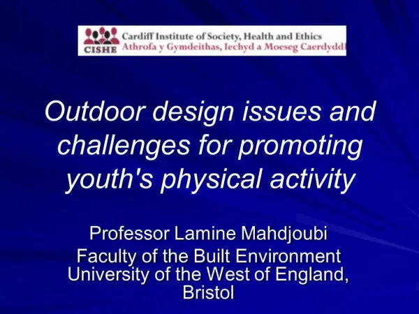 Outdoor design issues and challenges for promoting youths physical activity