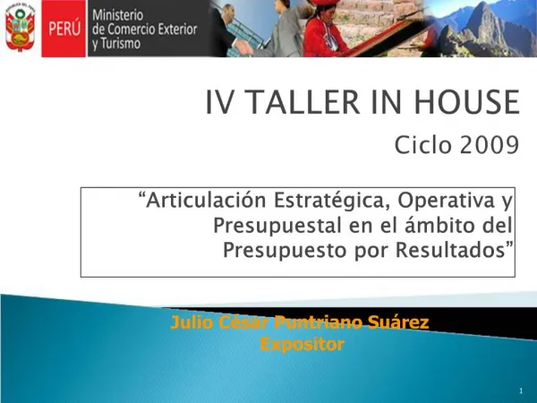 IV TALLER IN HOUSE Ciclo 2009