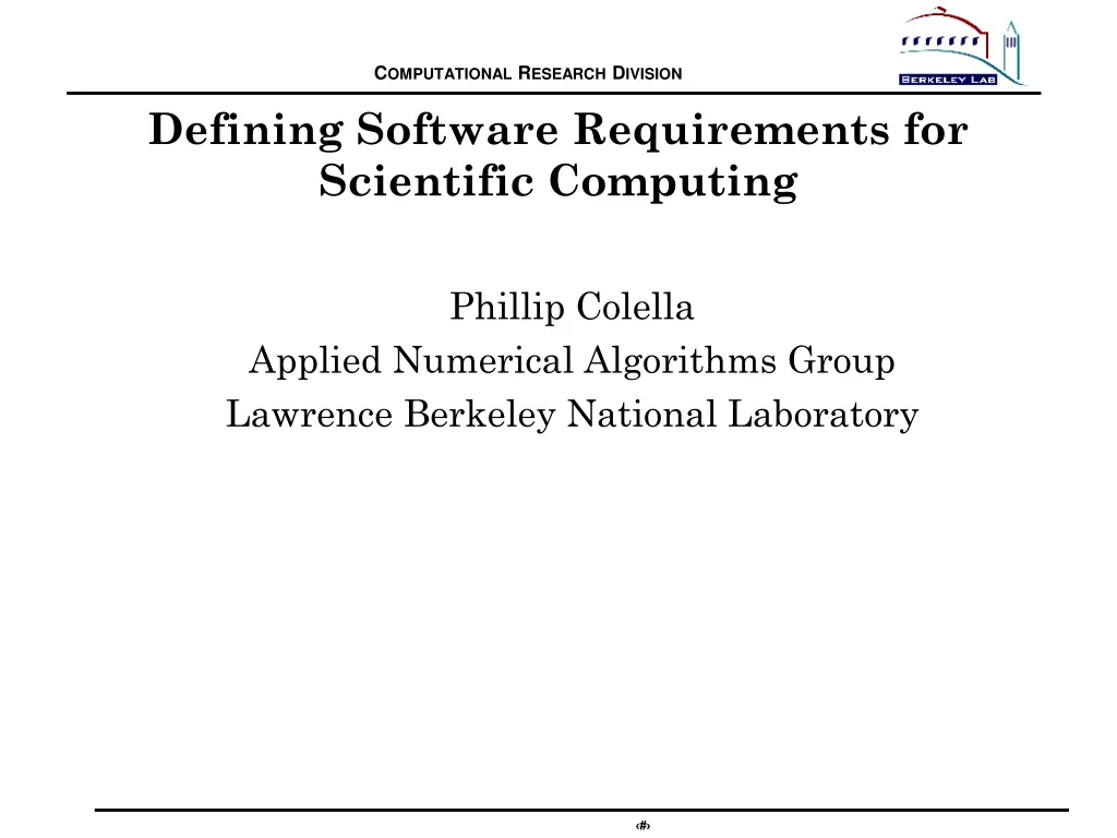 defining software requirements for scientific computing