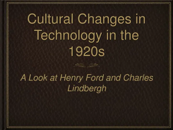 Cultural Changes in Technology in the 1920s