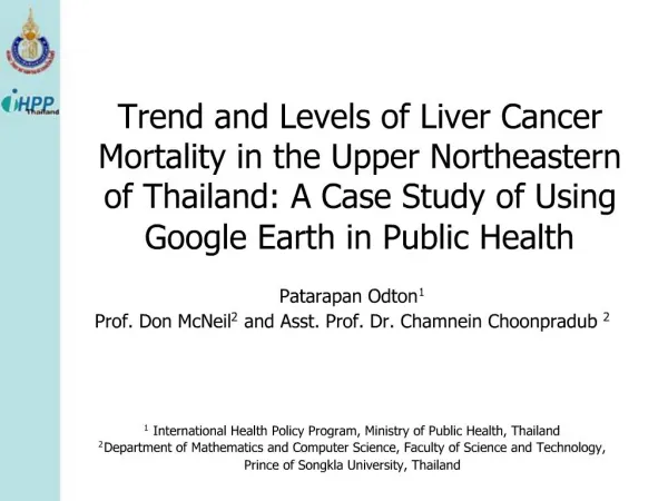 Trend and Levels of Liver Cancer Mortality in the Upper Northeastern of Thailand: A Case Study of Using Google Earth in