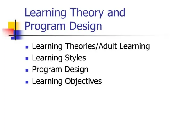 Learning Theory and Program Design