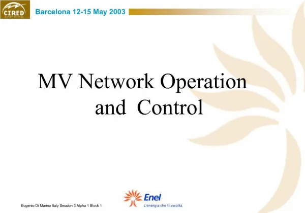 MV Network Operation and Control