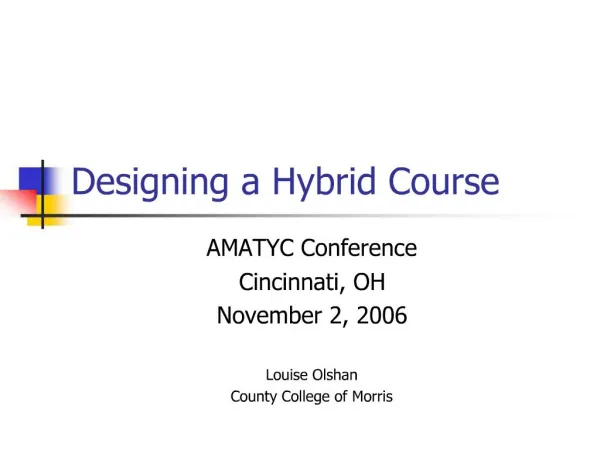 Designing a Hybrid Course
