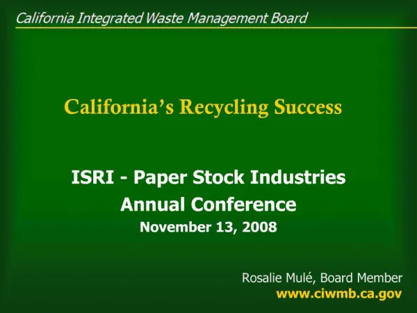 California s Recycling Success