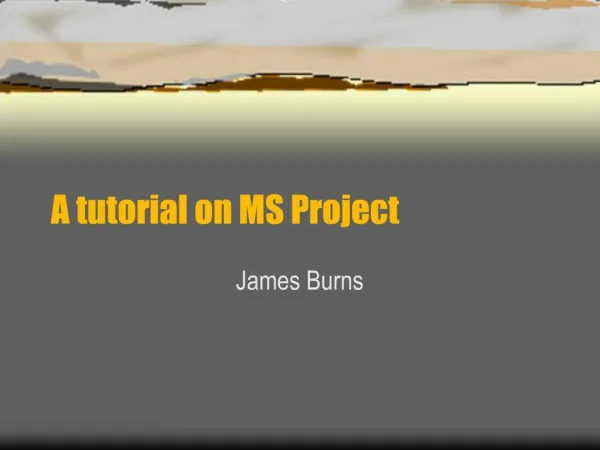 A tutorial on MS Project
