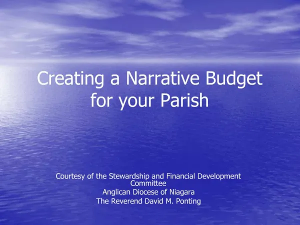 Creating a Narrative Budget for your Parish