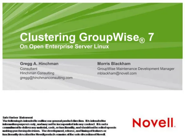 Clustering GroupWise 7 On Open Enterprise Server Linux