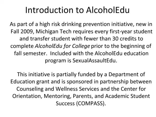 Introduction to AlcoholEdu