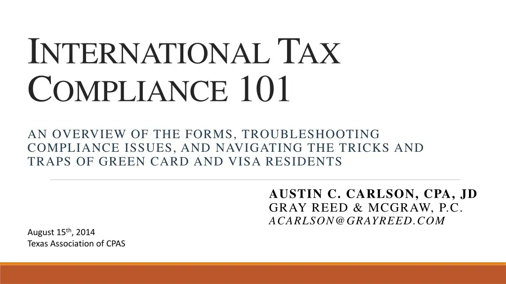 international tax compliance 101