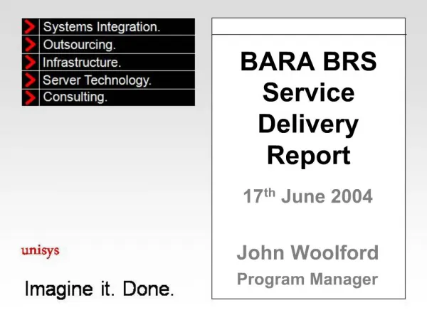 BARA BRS Service Delivery Report