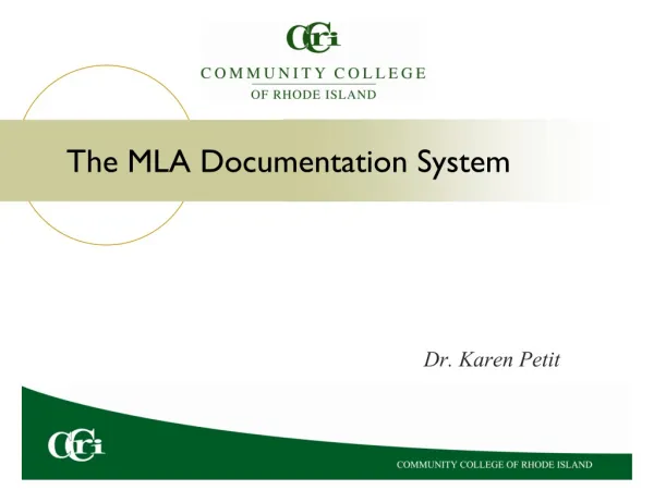 The MLA Documentation System
