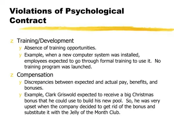 Violations of Psychological Contract