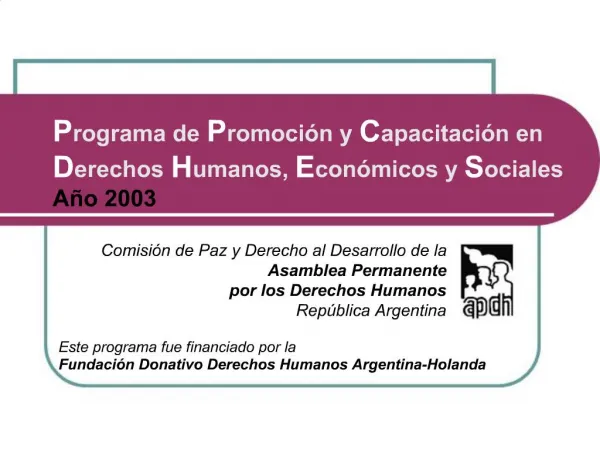 Programa de Promoci n y Capacitaci n en Derechos Humanos, Econ micos y Sociales A o 2003
