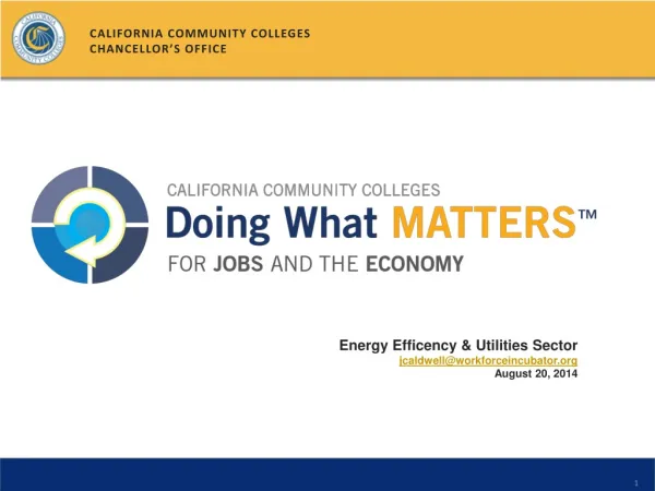 Energy Efficency &amp; Utilities Sector jcaldwell@workforceincubator August 20, 2014