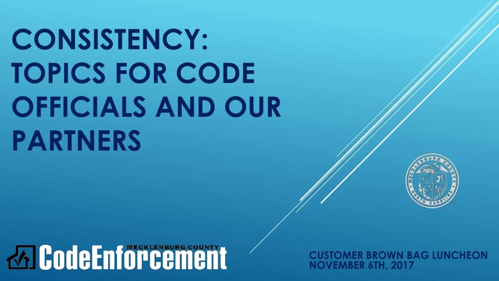 consistency topics for code officials and our partners