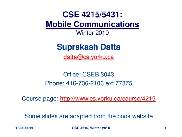 cse 4215 5431 mobile communications winter 2010
