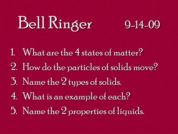Bell Ringer 		9-14-09