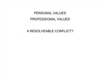 PERSONAL VALUES PROFESSIONAL VALUES A RESOLVEABLE CONFLICT - slide 1