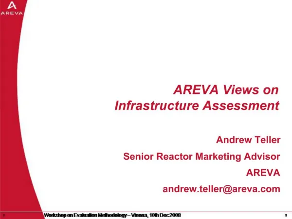 AREVA Views on Infrastructure Assessment