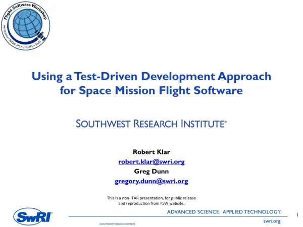 Using a Test-Driven Development Approach for Space Mission Flight Software