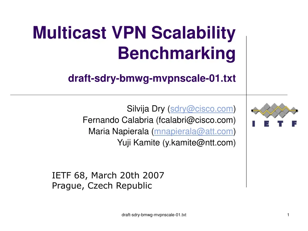 multicast vpn scalability benchmarking draft sdry bmwg mvpnscale 01 txt