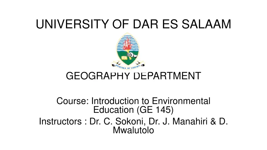 university of dar es salaam geography department