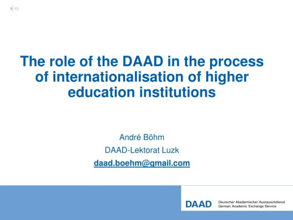 The role of the DAAD in the process of internationalisation of higher education institutions