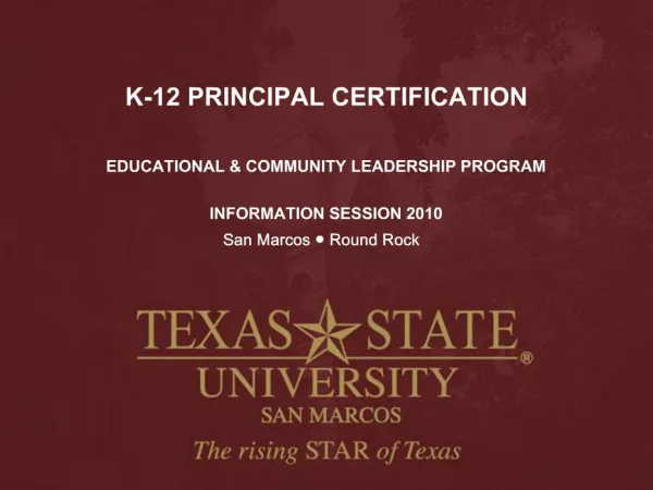 K-12 PRINCIPAL CERTIFICATION