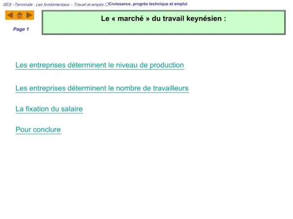 Le march du travail keyn sien :