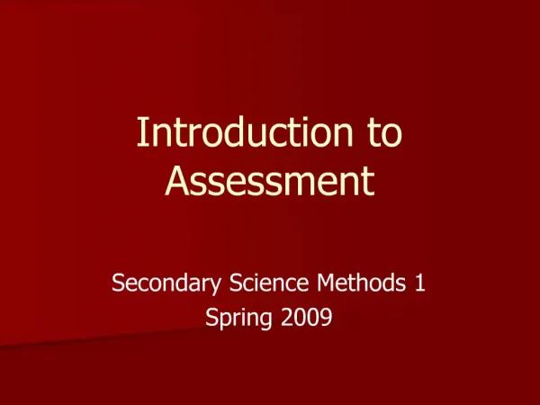 Introduction to Assessment