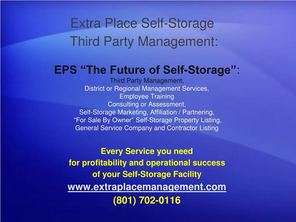 extra place self storage third party management