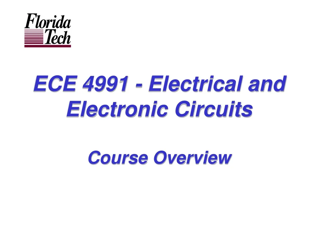 ece 4991 electrical and electronic circuits course overview