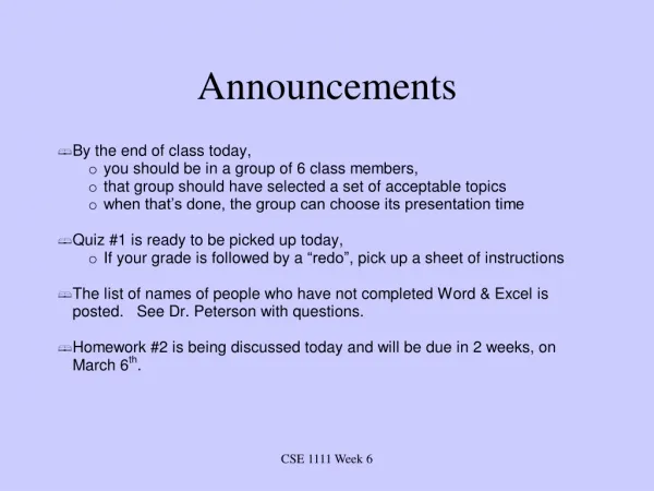 announcements