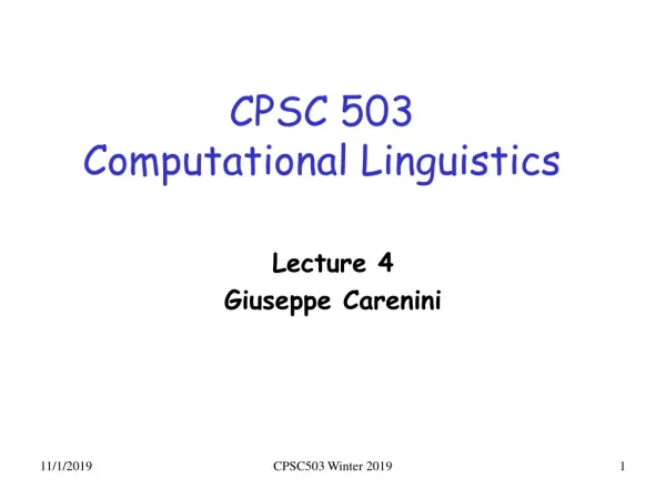 CPSC 503 Computational Linguistics