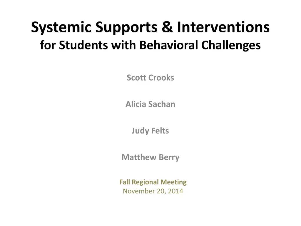 systemic supports interventions for students with behavioral challenges
