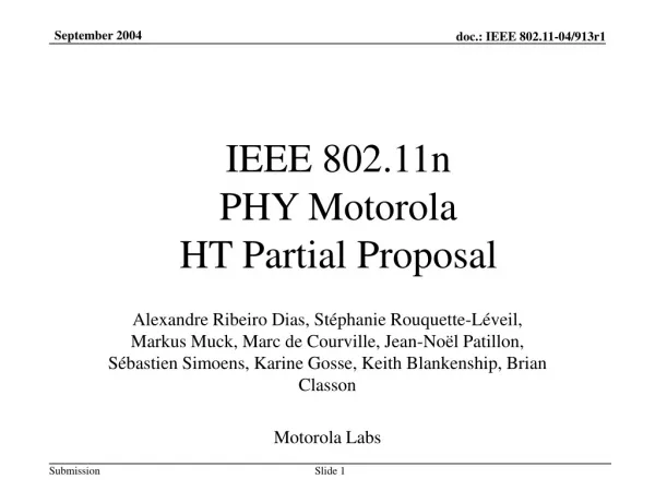 IEEE 802.11n PHY Motorola HT Partial Proposal