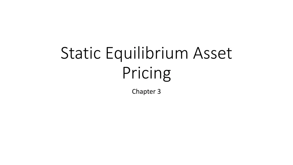 static equilibrium asset pricing